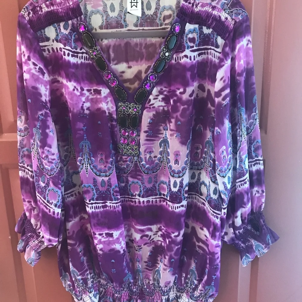 Gauzy Purple Blouse by Marc Bouwer XL - Picture 2 of 8